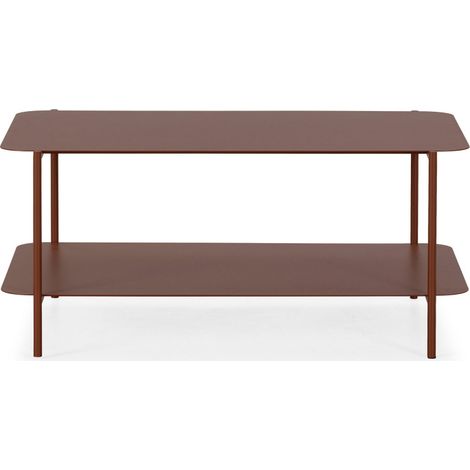 Table basse rectangulaire en métal à double plateau - Marron glacé - Judith (1/5)