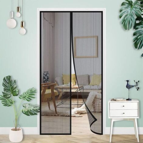 Porte moustiquaire magnétique, rideau de porte anti-mouches, moustiquaire de porte à fermeture magnétique, fermeture automatique, 100x230CM noir (1/3)