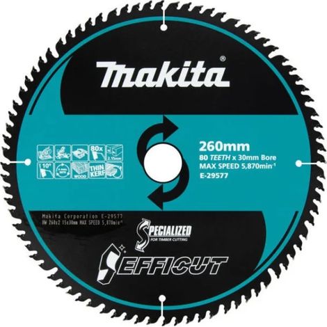 Makita Lama TCT Efficut 260x30 mm 80 denti per legno E-29577 (1/5)