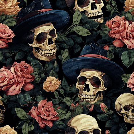 Tela Oxford decorativa para exteriores - Motivo de calavera I DX4638 (1/5)