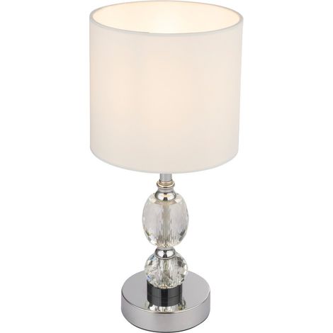 Globo Bronn Lampe de table 15 cm avec abat-jour rond chromé 1x E14