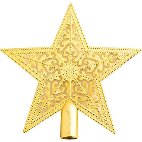 Étoile Pour Sommet De Sapin De Noël - Étoile Plate En Plastique Rigide Dorée - Décoration Festive Pour Arbre De Noël - 1 Pièce (1/5)