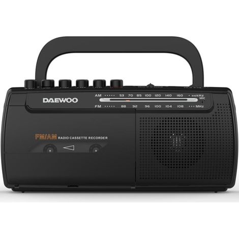 Radio Cassete Daewoo DW1108/ con Cable/ a Pilas/ Negra