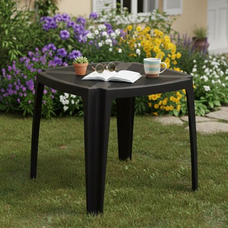 Mesa de Exterior Stillions, 4 Plazas, Máx. 75 cm Made in Italy, Acabado Imitación Ratán, 75x75x72h cm Negro Antracita (1/3)