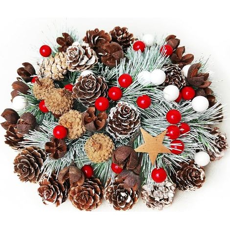 Guirlande De Accessoires,Couronne De Noel,Décoration De Couronne De L'Avent,Décoration De Couronne,Pommes Pin Déco,Accessoire Noel,Guirlande Noel Branche Sapin,Baies De Houx De (1/5)