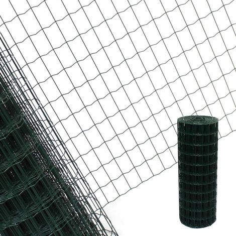 Estexo – Clôture grillagée 0,6m x 25m – Maille 7,5cm x 5cm – Galvanisée et enduite de PVC vert – Pour délimitation de propriétés en pente
