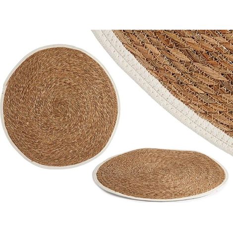 GIFTDECOR alfombra natural borde blanco 100 cm , Alfombra natural borde blanco 100 cmFabricada en fibra natural de alta calidadIdeal para decoraciónFácil limpiezaMe