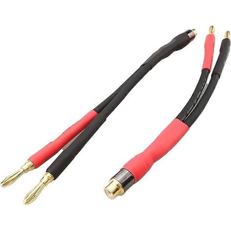 Câble audio HiFi de 15 cm avec adaptateur RCA femelle vers 2 fiches bananes pour amplificateur et haut-parleur. (1/5)