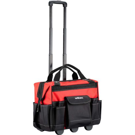 Wiltec Werkzeugtrolley 46 x 25 x 37 cm bis 40 kg, Werkzeugkoffer mit Rollen 19 Fächer, Werkzeug Trolley verstärkter Boden, robuste Werkzeugtasche