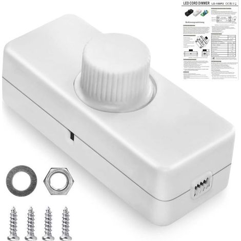Variateur LED 220V avec Molette – Pour Lampe LED ou Halogène Dimmer – 3 à 100W, Couleur Blanche (1/4)