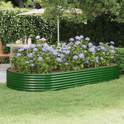 Lit surélevé de jardin-Jardinière surélevée-Bac de jardin surélevé Acier galvanisé 296x140x36cm Vert (1/5)