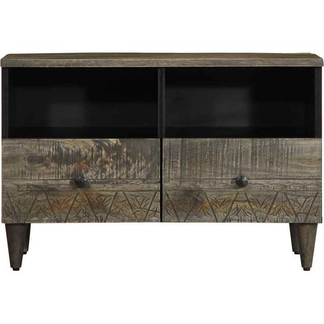 Meuble TV,Banc TV,Armoire TV gris clair 70x33,5x46 cm bois massif de manguier CFW129777 (1/5)