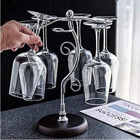 Estante para copas de vino de encimera - Sistema de secado por aire - Estante para guardar copas de cocina - Estante para guardar copas de vino de 35 x 25 cm (1/4)