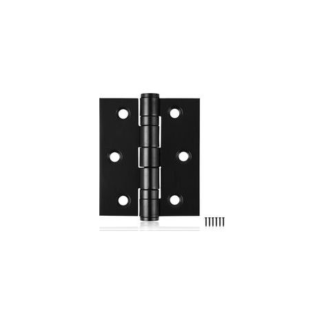 Lot de 6 charnières de porte noires, charnières robustes de 5 cm (2 po) en acier inoxydable pour portes intérieures et extérieures, charnières à billes noires (1/5)