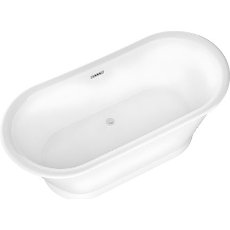 Vente-Unique – Baignoire îlot ovale 180 L – Dimensions 150 x 74 x 63 cm – Acrylique blanc – Style rétro – Bonde clic-clac incluse