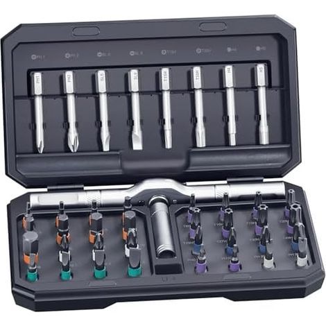 42-in-1 Magnetic Screwdriver Kit - Precision Repair Tools, Ratchet Wrench and Removable Handle, T-Shaped, 40 Bits (1/5)