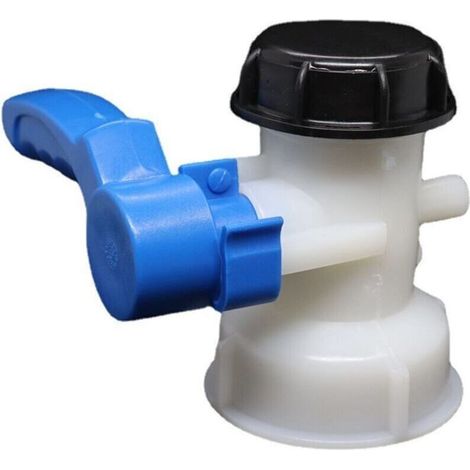Kit de jardin : Adaptateur IBC DN40. Vanne de sortie à bille à filetage grossier de 62 mm pour conteneurs IBC et citernes d’eau de pluie, avec raccord de tuyau simple.