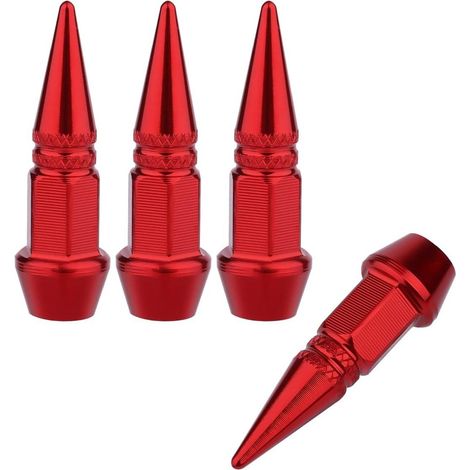 Bouchons de valve en aluminium pour vélos, bouchons de pneus robustes, étanches à la poussière et à l'air, pour voitures, SUV, camions, motos et vélos (rouge) (1/5)