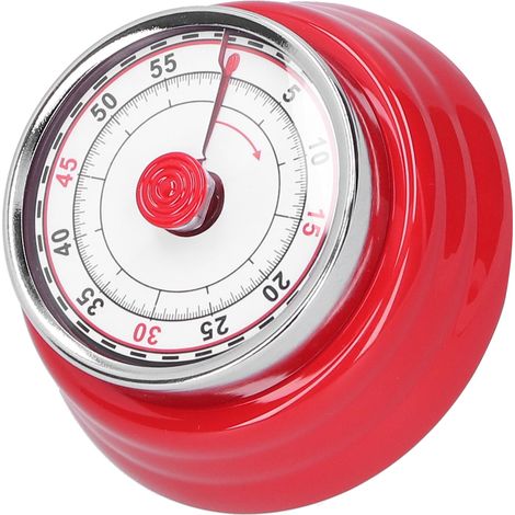 Minuteur mécanique de cuisine, horloge ronde pour cuisson, étude et rappel, gestionnaire de temps pour étudiant, rouge. (1/5)