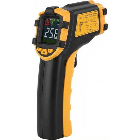 Infrarot-Thermometer, professionelles Laser-Thermometer mit Farb-LCD und Datenhaltefunktion, Thermometerpistole, 0,5 s Messzeit, 12:1 Temperaturintervall, -50 °C bis 390 °C, für Küche, Heizung/Klima/L