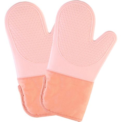 Une paire de gants isolants thermiques - gants courts à motif nid d'abeille (ouverture latérale ronde) - rose clair