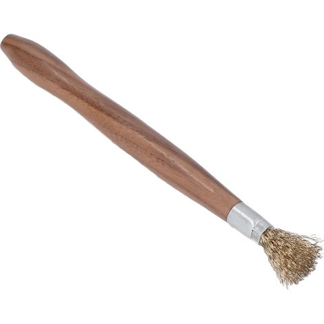 Brosse métallique résistante à l'usure et à la rouille, manche en bois, outil de nettoyage professionnel pour bonsaïs et plantes en pot. (1/5)