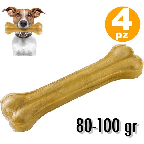 TrAdE Shop Traesio - Ossa Per Cani Spuntino Snack Per Cane 4 Pezzi Osso Da Masticare 80-100 Gr 13cm - (1/2)