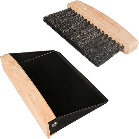 Mini-Kehrschaufel und Besen aus schwarzem Holz fürs Büro (1/5)