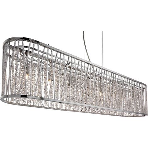 Searchlight Elise - Barre de suspension à 8 ampoules au fini chrome avec cristaux, G9 (1/3)
