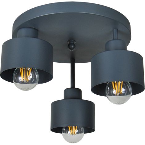 Plafoniera color antracite, in metallo industriale, 3xE27, illuminazione LED moderna per soggiorno, cucina, camera da letto, cameretta dei bambini, loft (1/5)