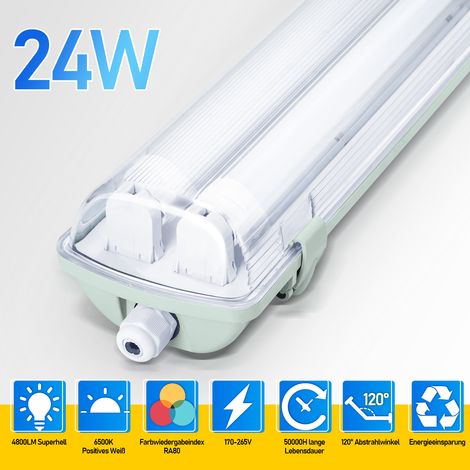 Randaco tiras LED impermeables para tubo T8, IP65, 150 cm, 2 x 24 W, blanco frío