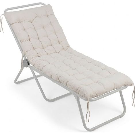 Relaxdays Bankauflage, 190x70 cm, gepolstert, gesteppt, mit Bändern, outdoor, Bankkissen für Gartenbank, Paletten, beige