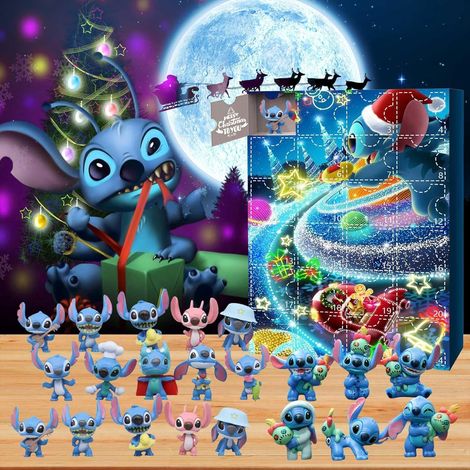 Calendrier de l'Avent en Résine 24 Jours, Cadeau Éducatif Noël pour Enfants, Surprises Bleues
