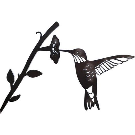 Décoration murale en métal représentant un colibri pour votre jardin ou arbre. Décorations de jardin et de Pâques.