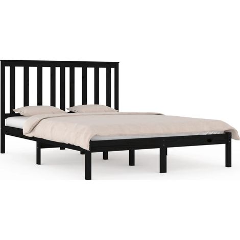 Maison Exclusive - Giroletto Nero in Legno Massello di Pino 140x190 cm