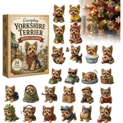 Calendrier de L’avent 2026 Yorkshire Terrier Pendentifs en Acrylique 2D (1/5)
