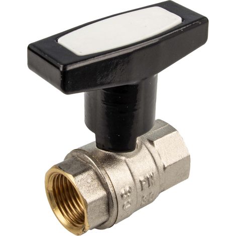 tecuro Kugelhahn, beidseitig Innengewinde Rp 1 1/2 Zoll (DN 40) T-Griff, Messing vernickelt (1/5)