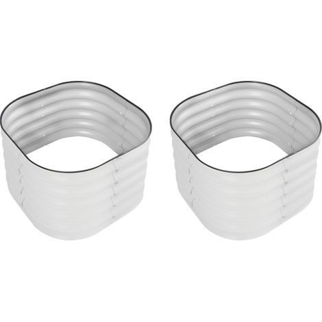 Jardinière surélevée Ronde en métal galvanisé, 2 pièces, 60x60x43 cm, bac à Plantes surélevé  de Jardin d'extérieur, pour légumes, fleurs et herbes (Blanc) (1/5)