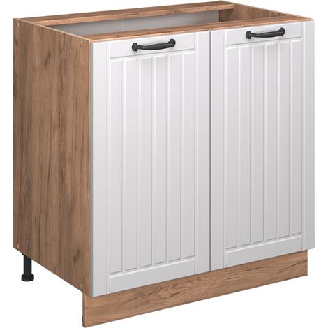 Meuble bas de cuisine Fame-Line, Blanc campagne, 80cm avec étagère, PT Chêne, Vicco