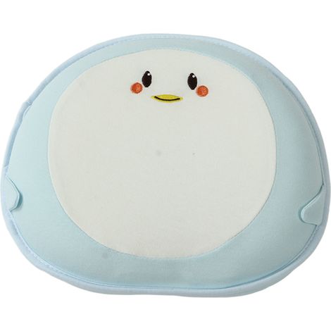 Oreiller bébé bleu 25x24x3x1.5cm, circulaire, respirant, soutien ferme, anti-transpiration, confortable pour siège auto et lit, lot de 2 (1/5)