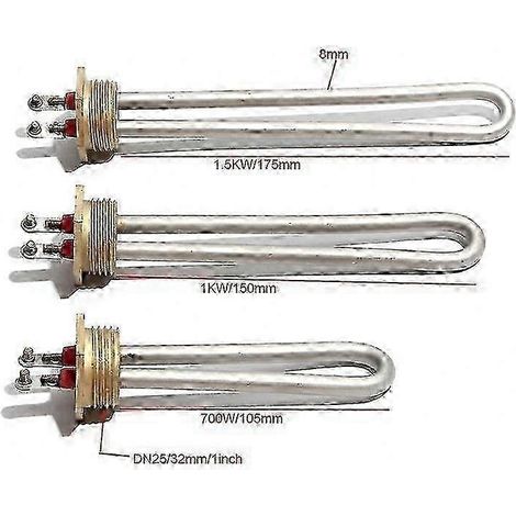 Élément chauffant électrique pour chauffe-eau/distributeurs d'eau, 1 pouce DN25, 220 V 700 W, en acier inoxydable 201. (1/3)