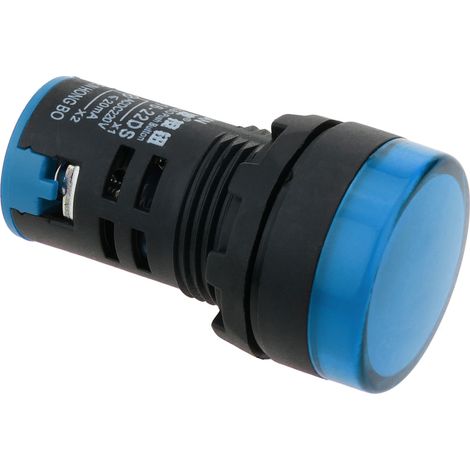 BeMatik - Pilote LED indicateur 22mm 220 VAC pour panneaux de contrôle lumiere bleu (1/5)