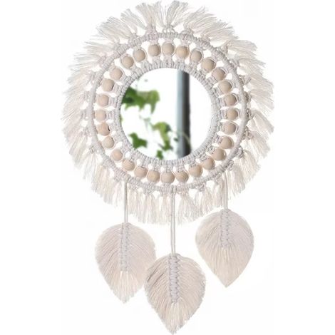 Specchio da parete in macramè, specchio rotondo con nappe, articoli per la casa, specchio decorativo rotondo in macramè Boho