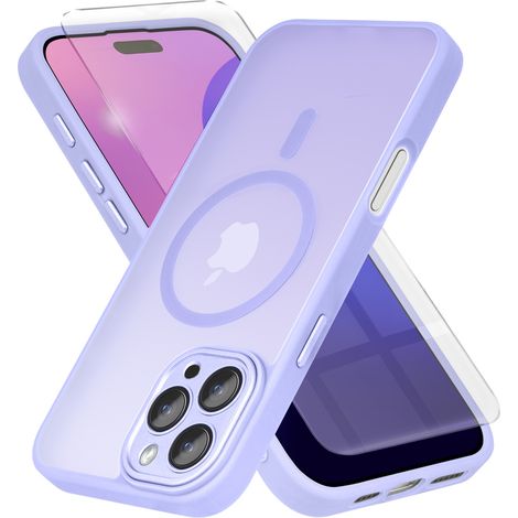 Custodia per iPhone 16 Pro, MagSafe, erbord Matt, viola + pellicola protettiva per lo schermo (1/5)