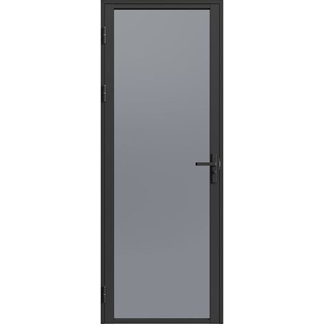 Blocco porta reversibile in alluminio e vetro temperato fumé H204 x L73 cm Nero - LOXTON