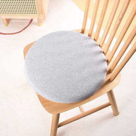 Cojín redondo de 30 cm de espuma viscoelástica para silla, antideslizante, para asiento de cocina, con funda extraíble y lavable, color gris plateado.