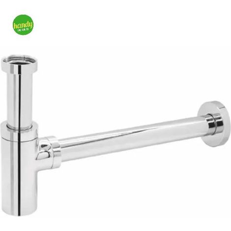Sifone scarico tondo d'arredo in ottone cromato senza piletta per lavabo modello visual 11/4" x 32mm AMBRA WATER