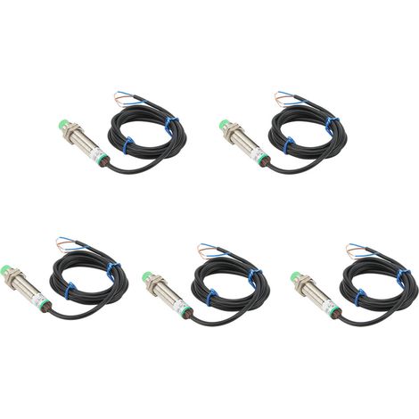 5 Stück Näherungsschalter M12x1, Näherungssensor zur Distanzmessung, 2-adrig, normalerweise offen, 90–250 V AC (1/5)