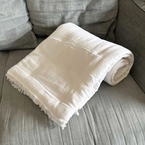 Edredon 100% gaze de coton / coton coloris blanc garni 80 x 200