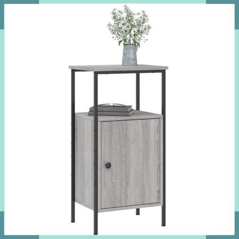 Table de chevet - 825929 - Sonoma gris - Bois d'ingénierie et fer - 41x31x80 cm (1/5)